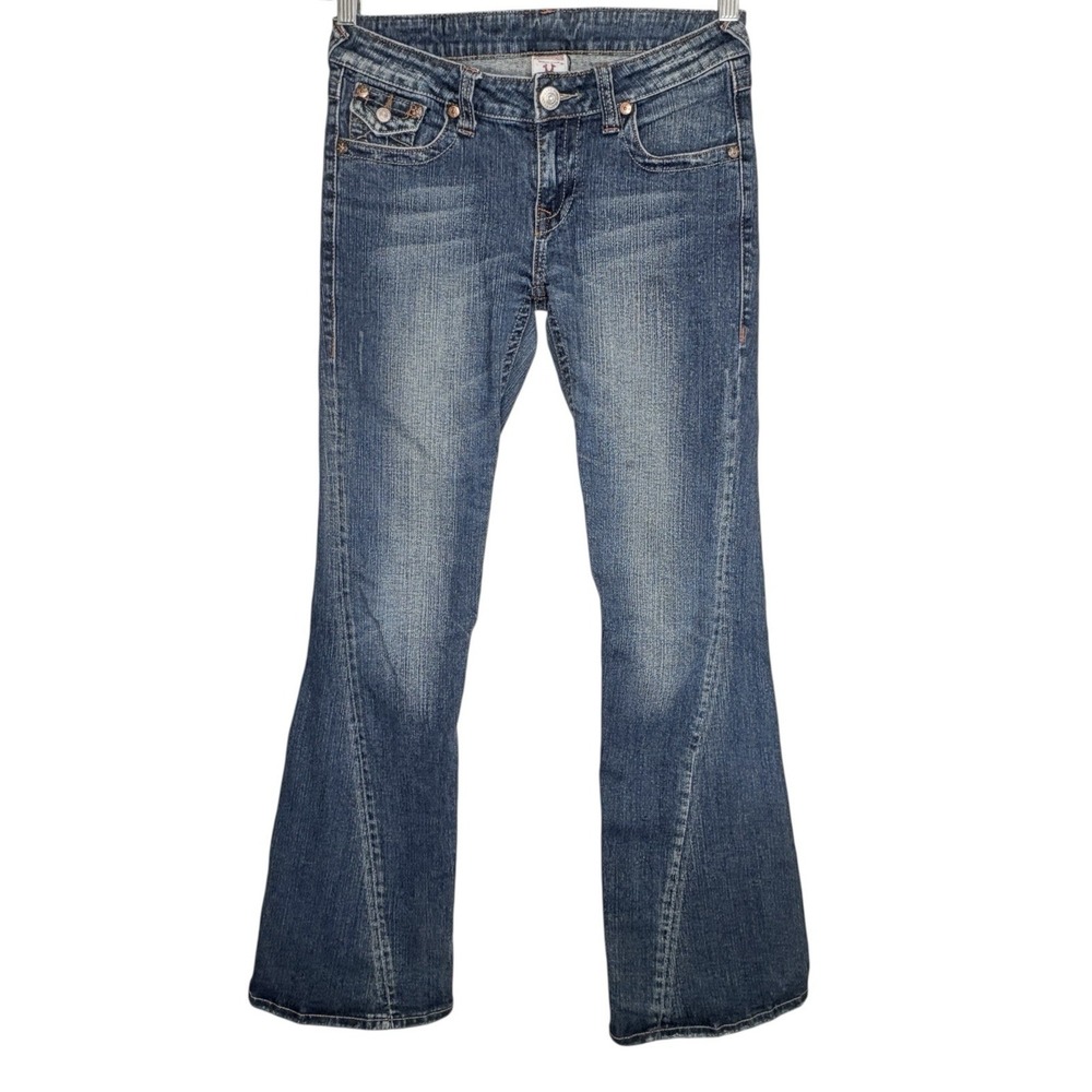 True Religion Julie Bootcut Jeans Y2k Womens 28 X 32 Low Rise Rocker Distressed